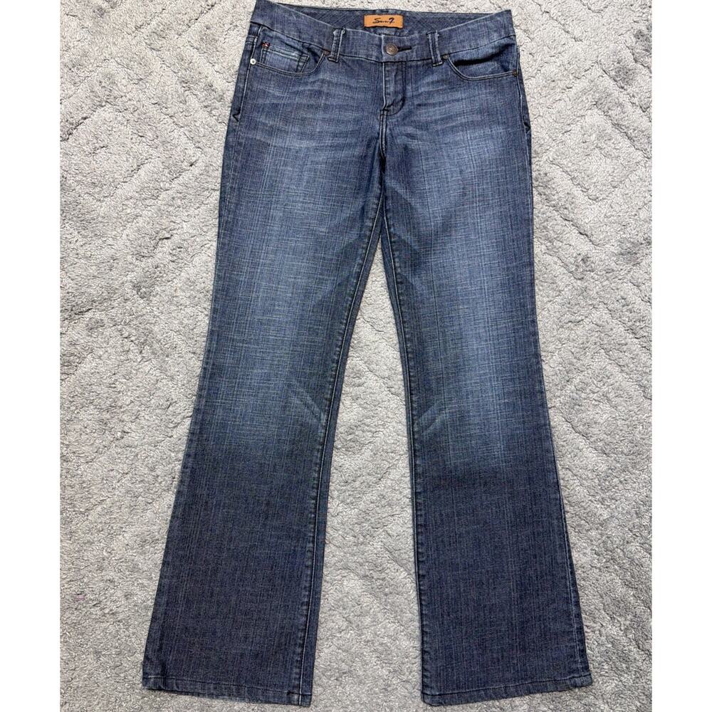 Seven7 Women’s 30 Blue Premium Denim Studded Rhinestone Bootcut Flare 7 Jeans